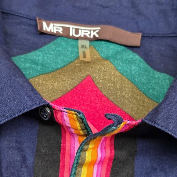 Mr Turk Vibrant Psychedelic Energy 70s Boho Short Sleeve Button Shirt Men XL - Picture 5 of 10